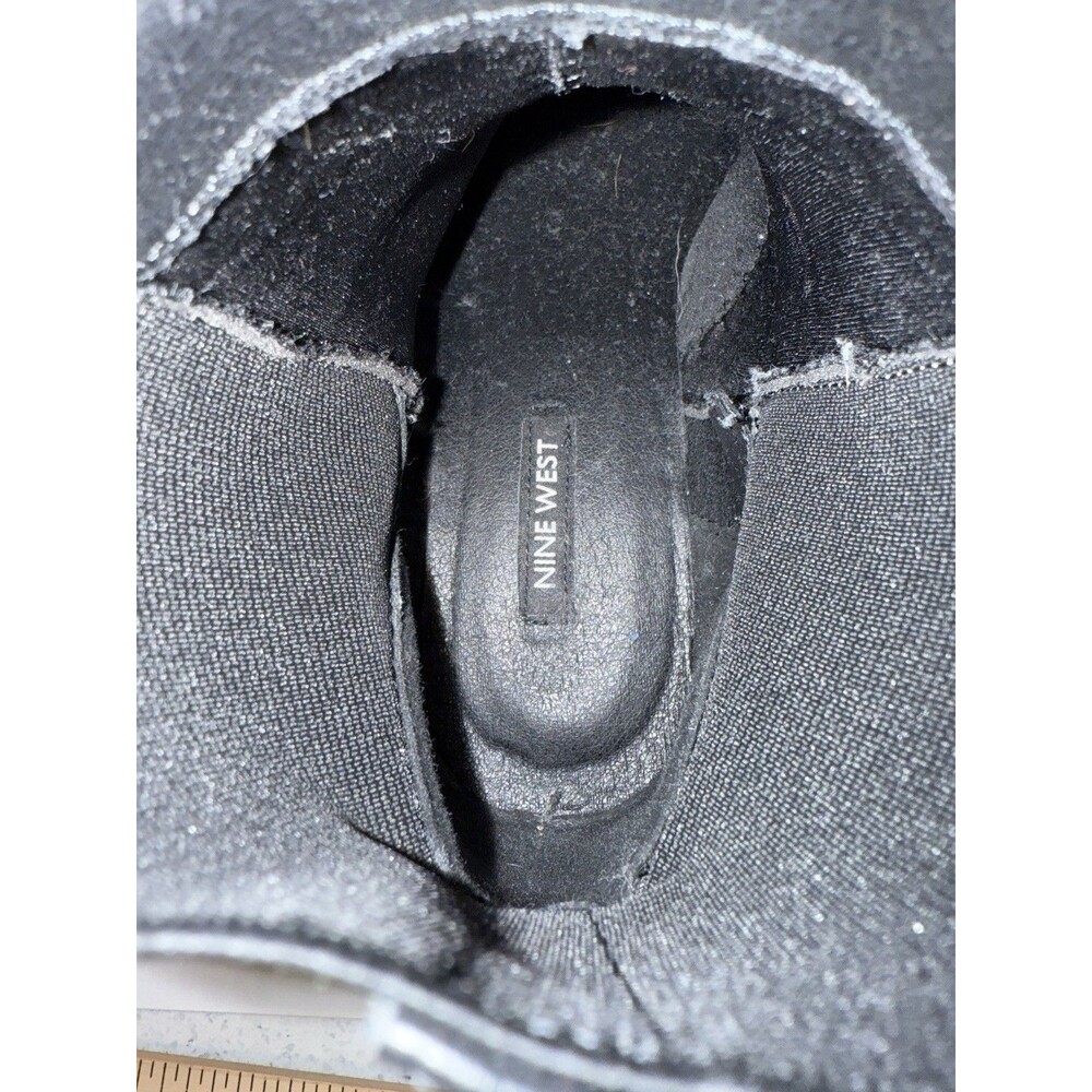 Y2K Nine West Chunky Sole Toe Pull On Chelsea Ankle Boots 8.5 90s Goth Black - Picture 15 of 16